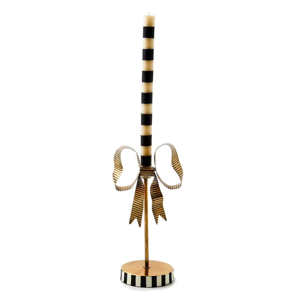 Mackenzie Childs Bow Tall Metal Candle Holder NEW